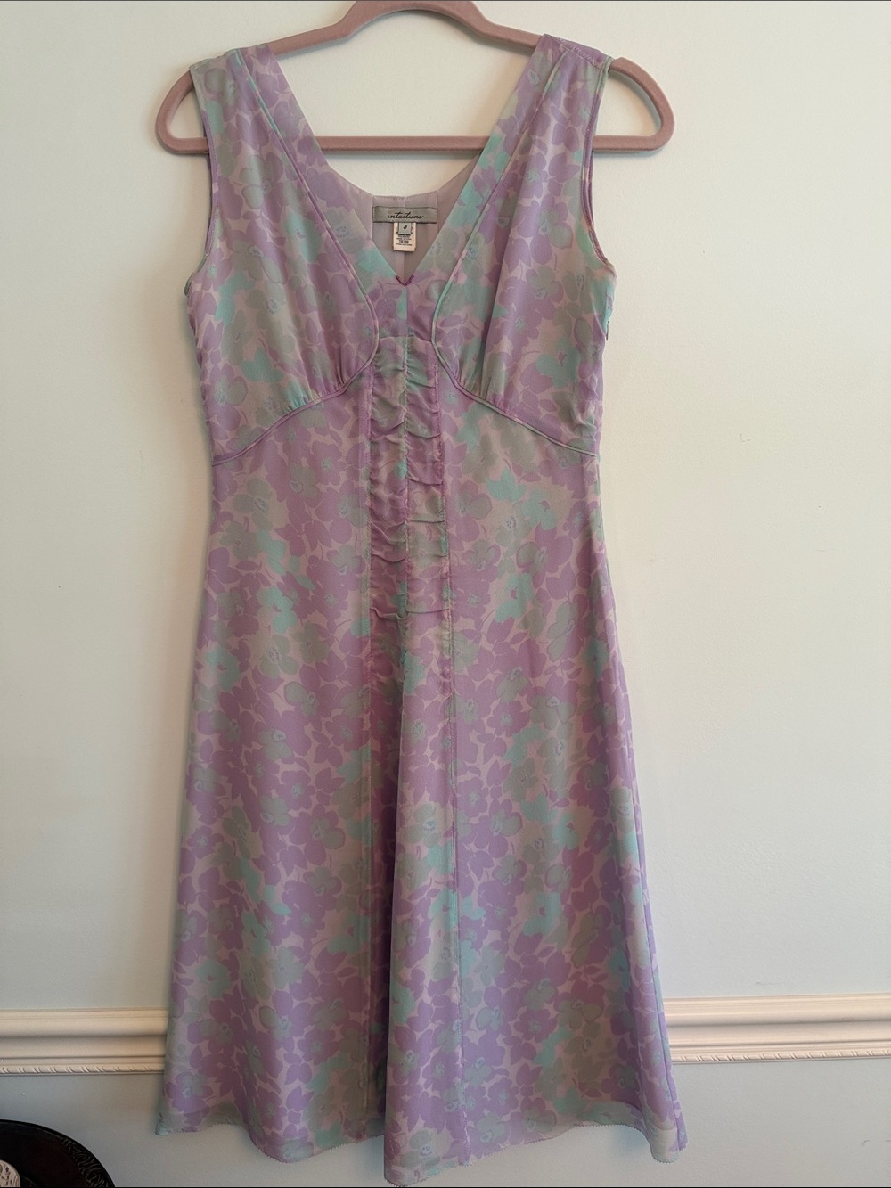Lavender Floral V-Neck Slip Dress by Intuition